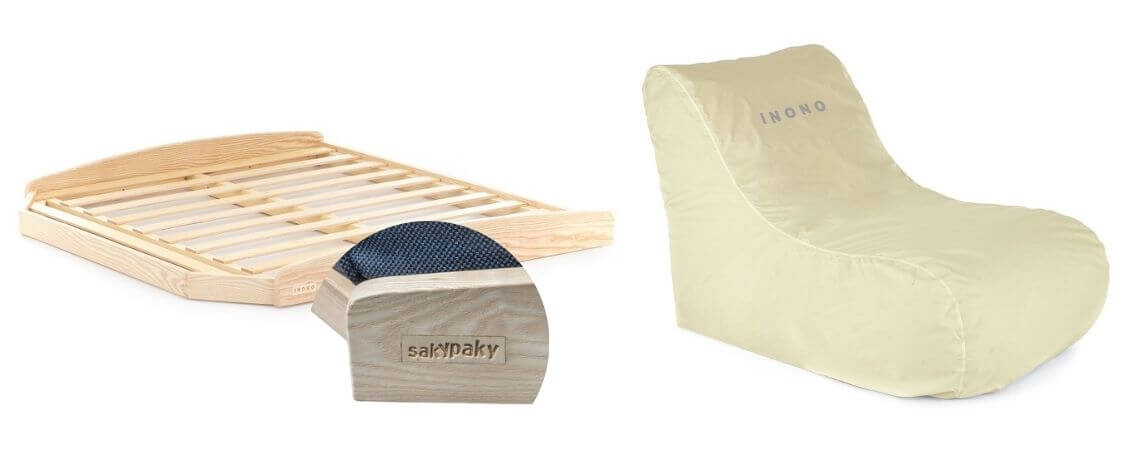 dřevěná podstava a ochranný vak na outdoor sedací vaky